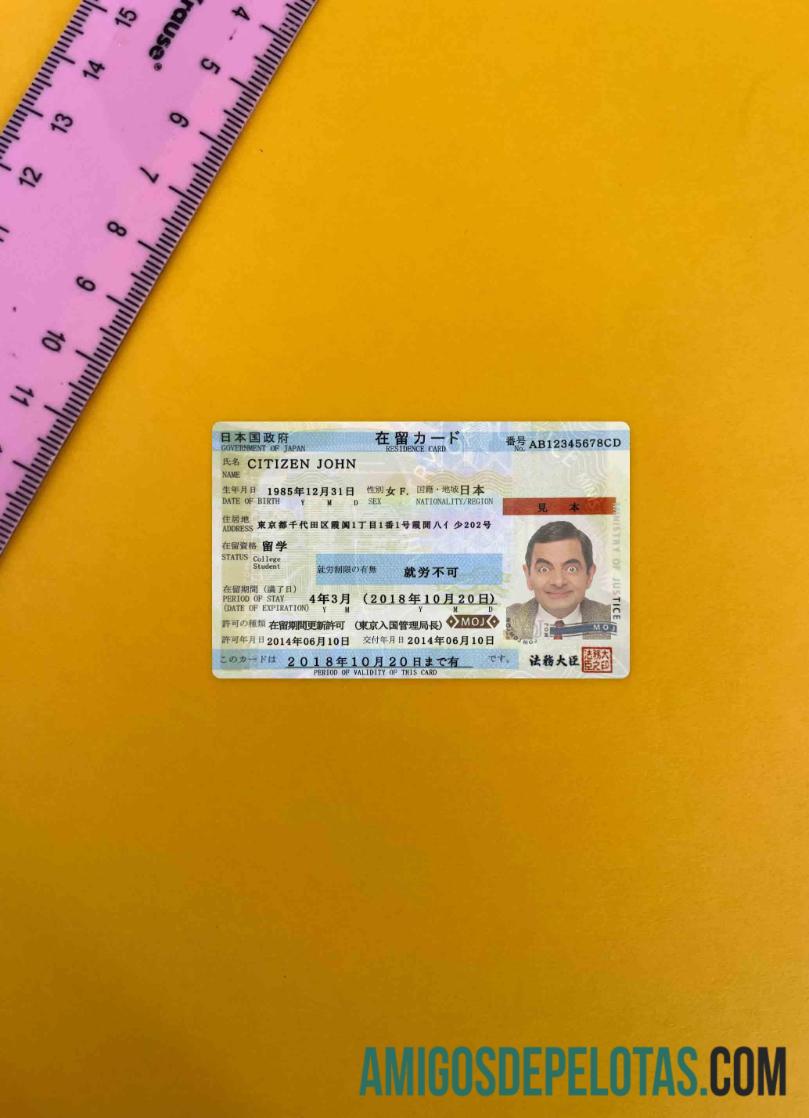 Autorização de residência no Japão Photolook FRONT baixar para verificação